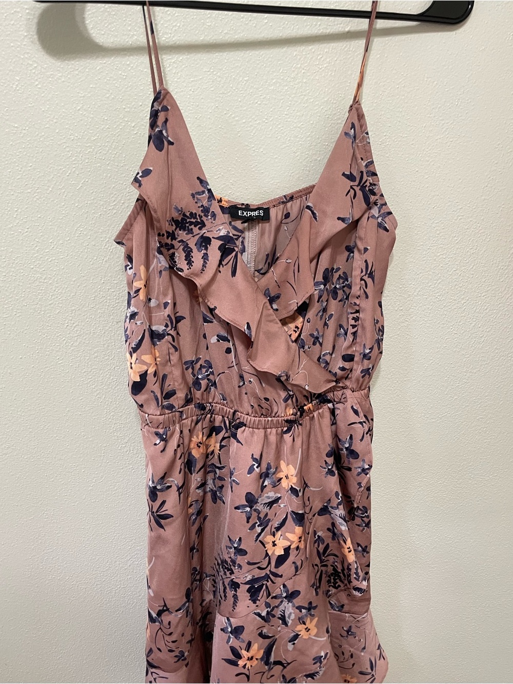 Express Mauve Floral Slip Dress with Purple Accents